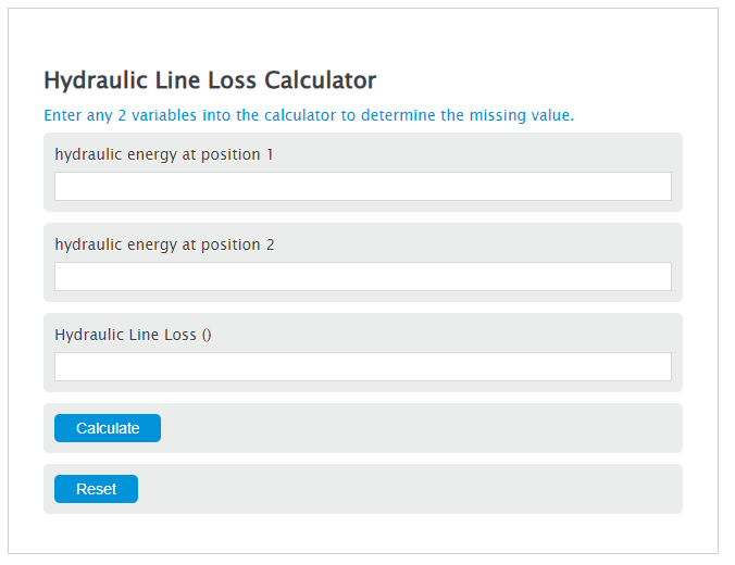 hydraulic line loss calculator