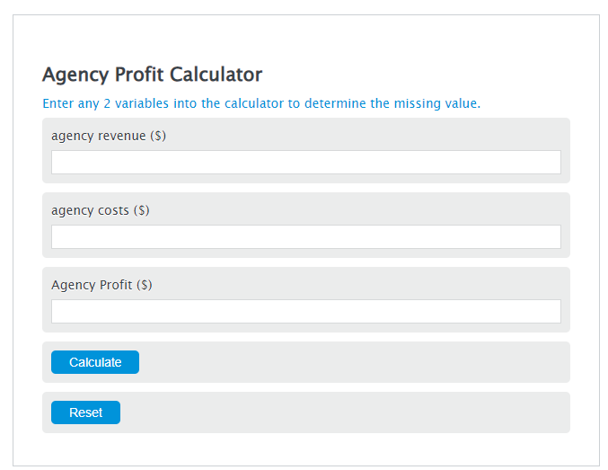 agency profit calculator