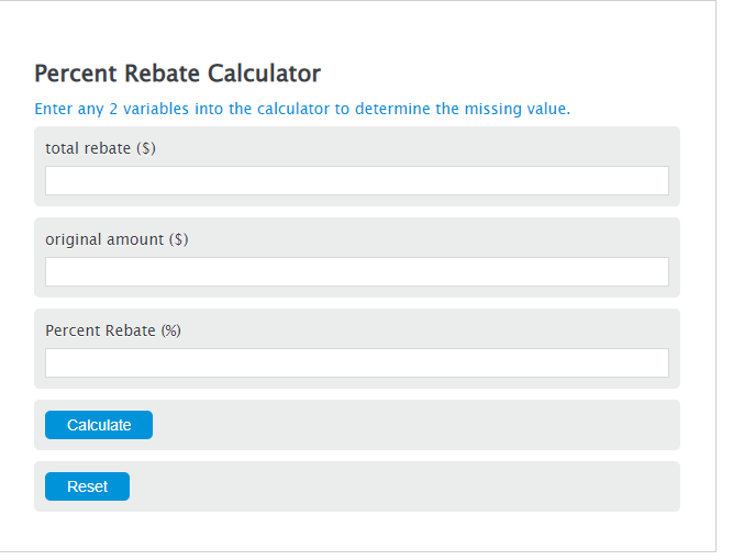 Percent Rebate Calculator Calculator Academy