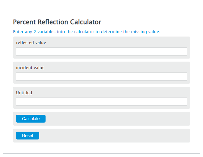percent reflection calculator
