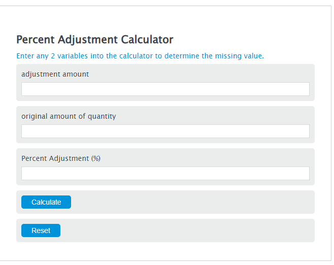 percent adjustment calculator