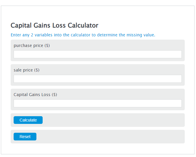 capital gains loss calculator