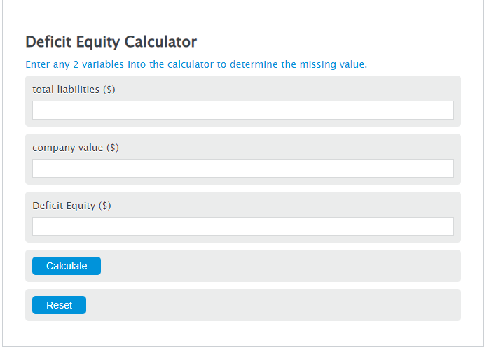 deficit equity calculator