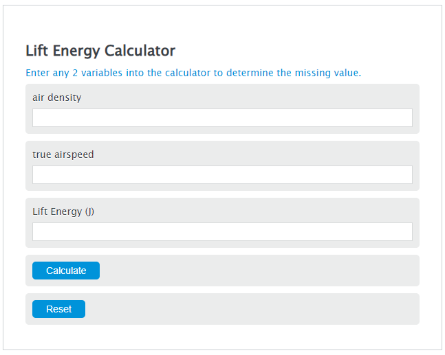 lift energy calculator