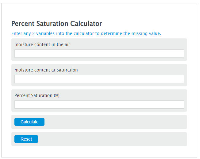 percent saturation calculator