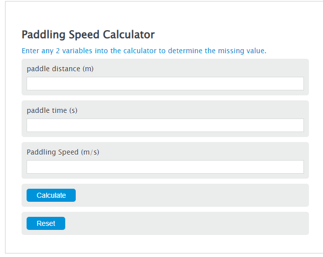 paddling speed calculator