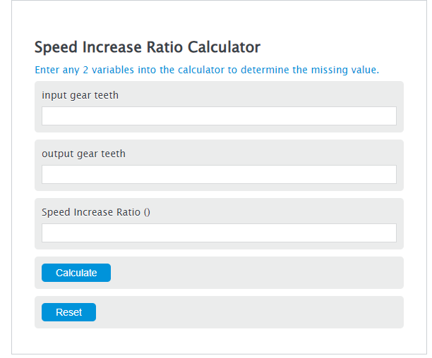 speed increase ratio calculator