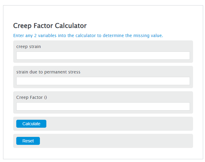 creep factor calculator