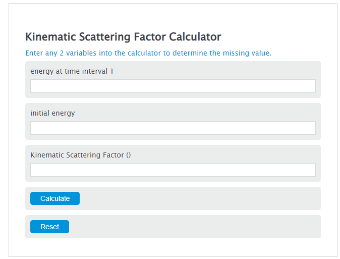kinematic scattering factor calculator