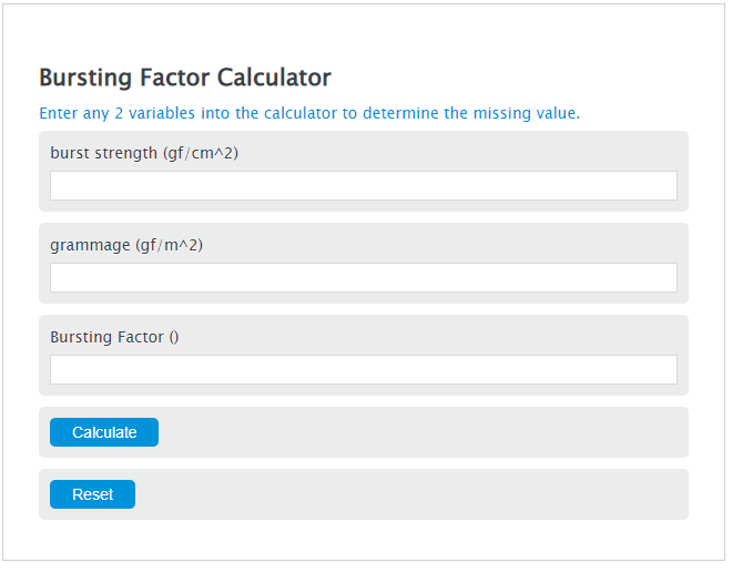 bursting factor calculator