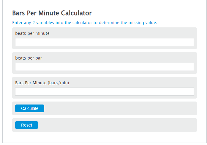 bars per minute calculator