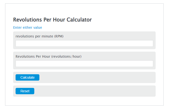 revolutions per hour calculator