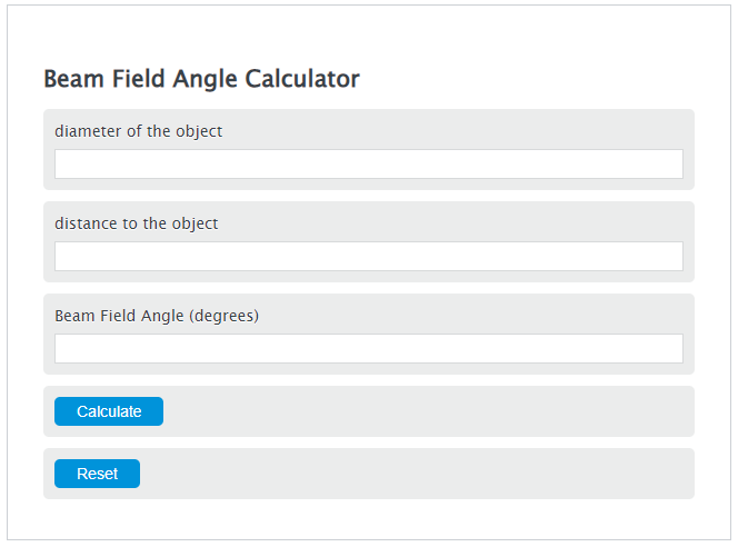 beam field angle calculator
