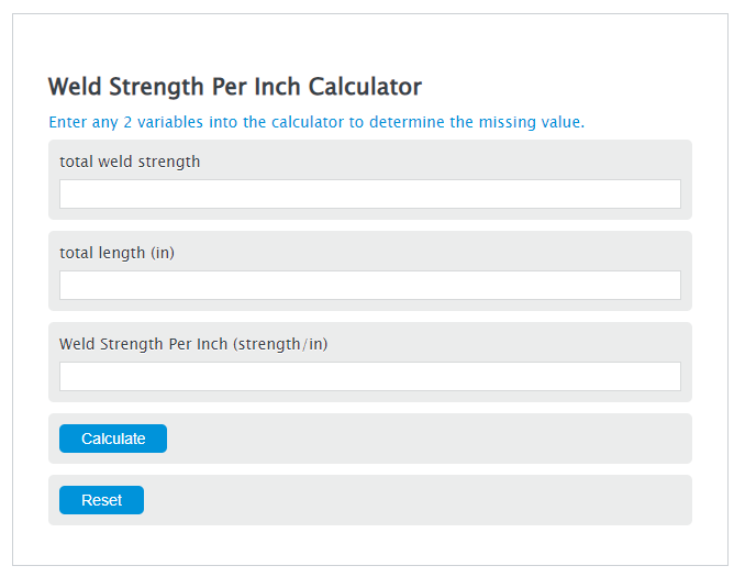 weld strength per inch calculator
