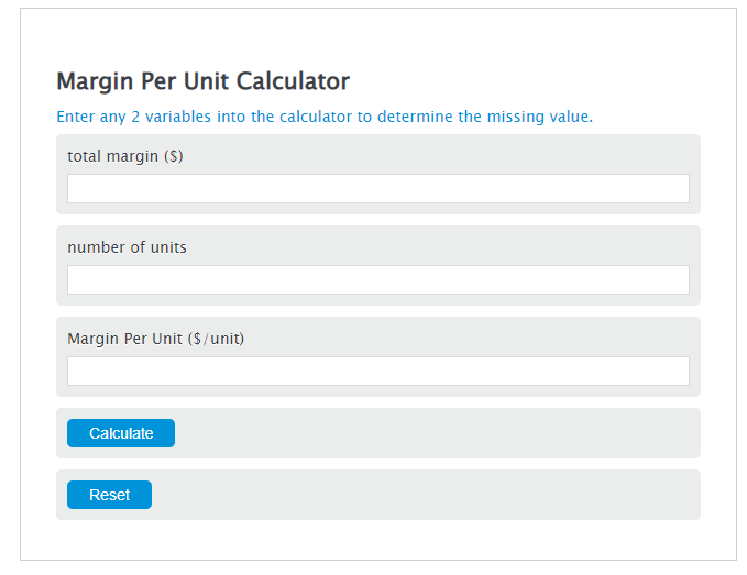 margin per unit calculator