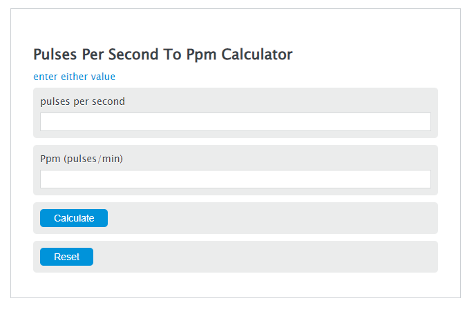 pulses per second to ppm calculator