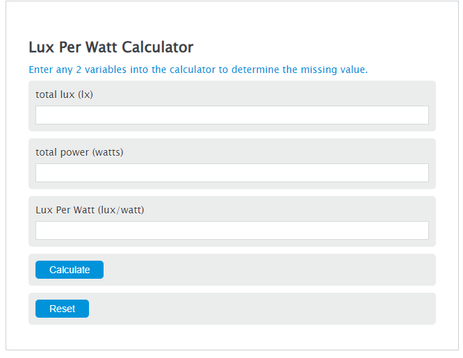 lux per watt calculator