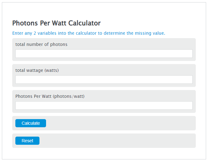 photons per watt calculator