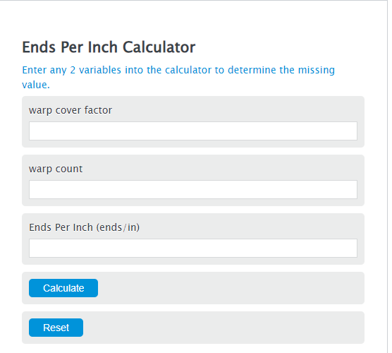 ends per inch calculator