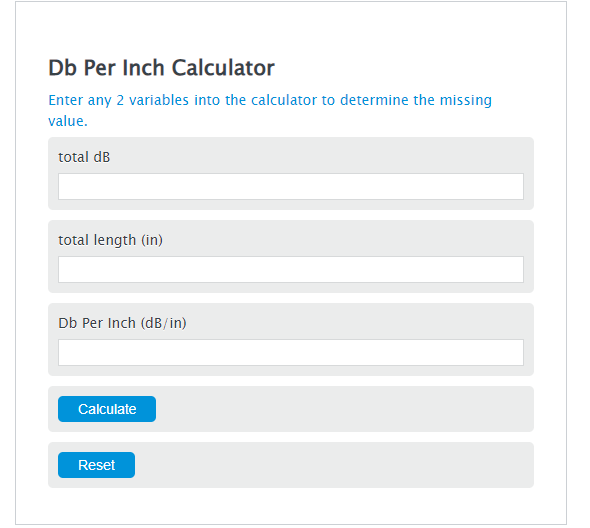db per inch calculator