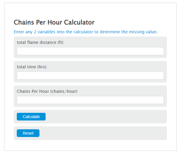chains per hour calculator