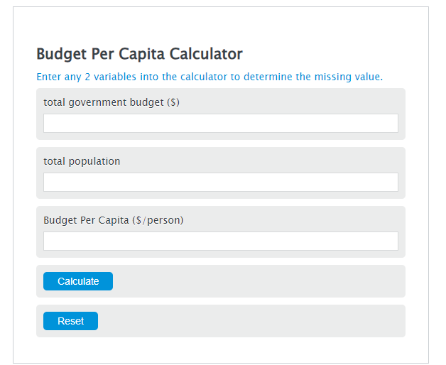 budget per capita calculator