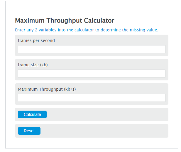 maximum throughput calculator