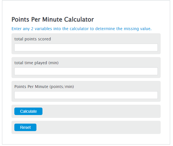 points per minute calculator