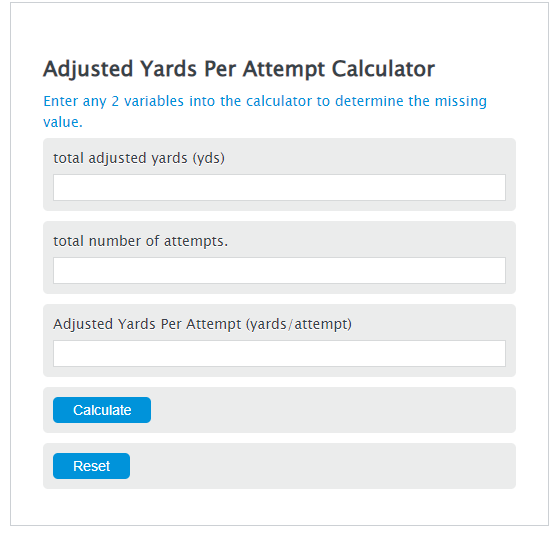 adjusted yards per attempt calculator