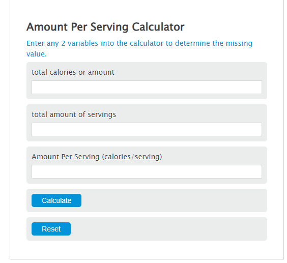 amount per serving calculator