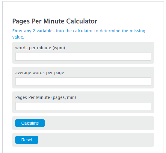 pages per minute calculator