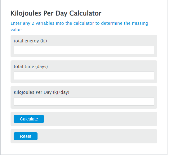 kilojoules per day calculator