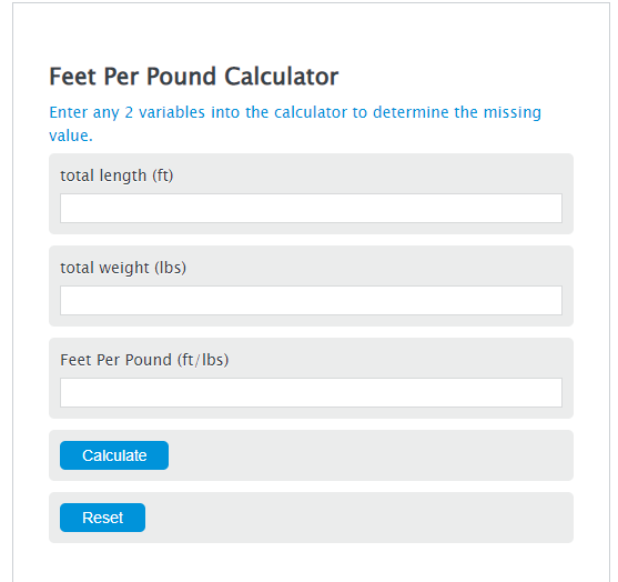 feet per pound calculator