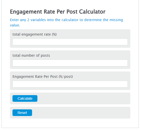 engagement rate per post calculator