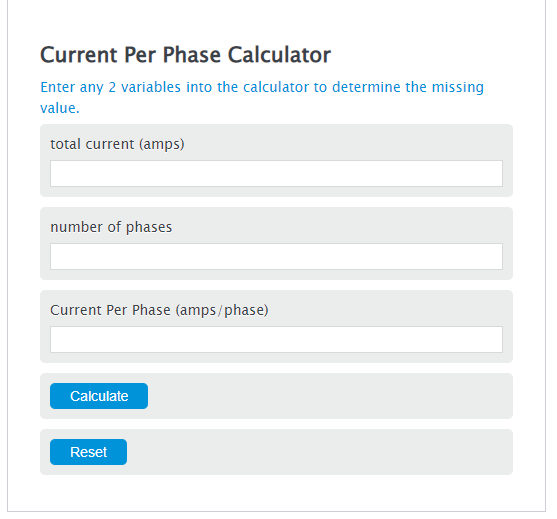 current per phase calculator