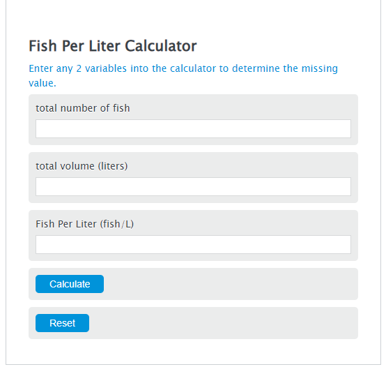 fish per liter calculator