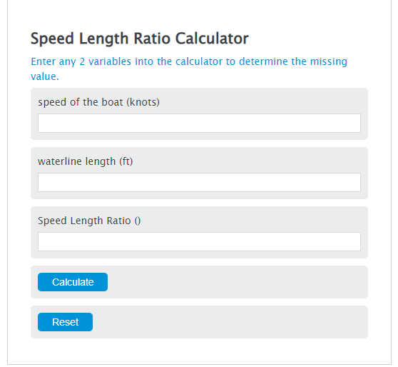 speed length ratio calculator
