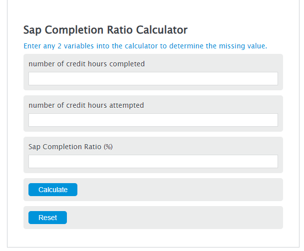 sap completion ratio calculator