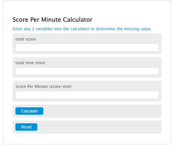 score per minute calculator