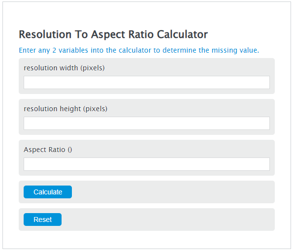 resolution to aspect ratio calculator