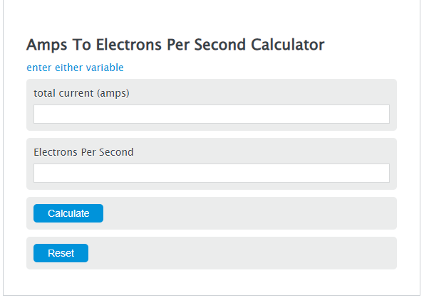 amps to electrons per second calculator