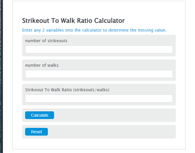 strikeout to walk ratio calculator