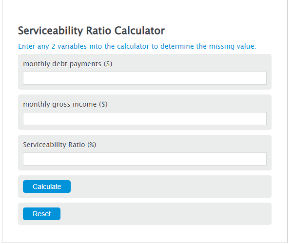 serviceability ratio calculator