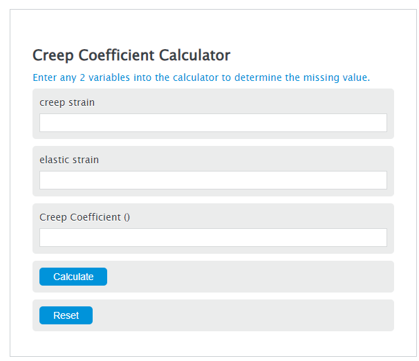 creep coefficient calculator