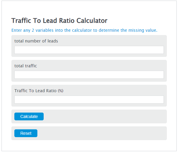 traffic to lead ratio calculator