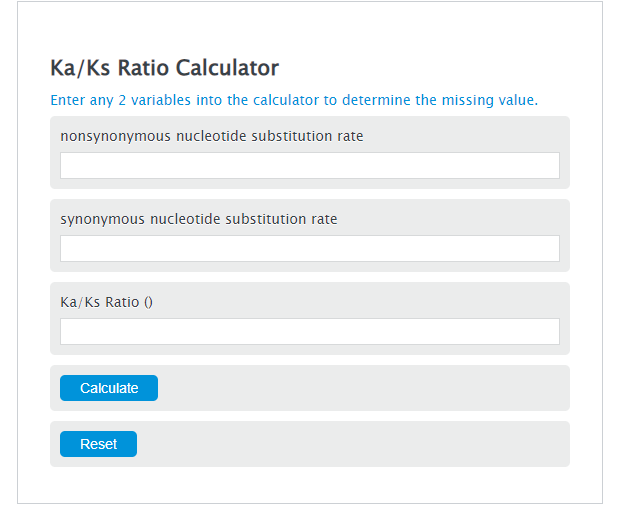 ka/ks ratio calculator