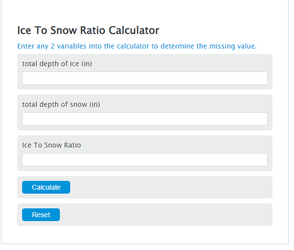 ice to snow ratio calculator