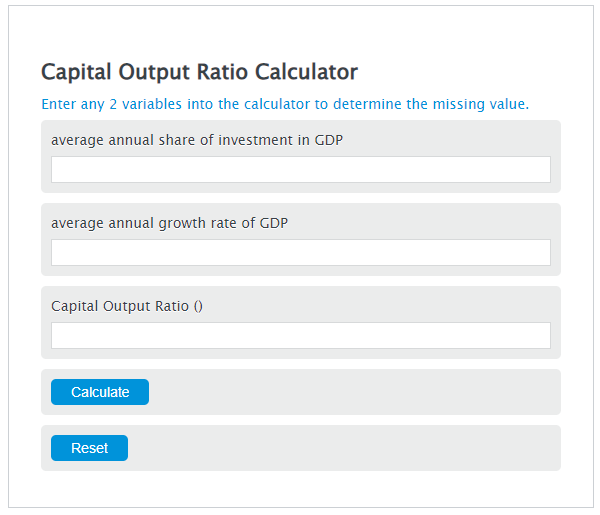 capital output ratio calculator
