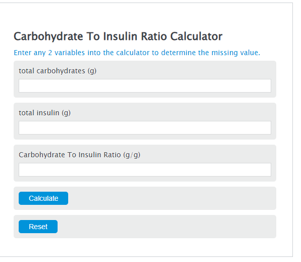carb to insulin ratio calculator