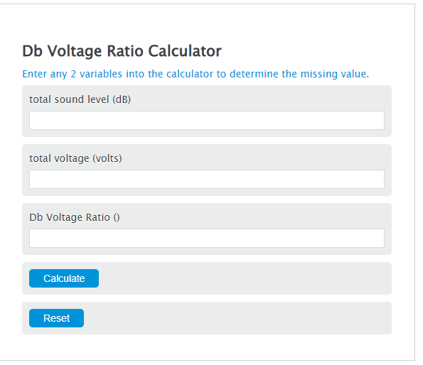 db voltage ratio calculator